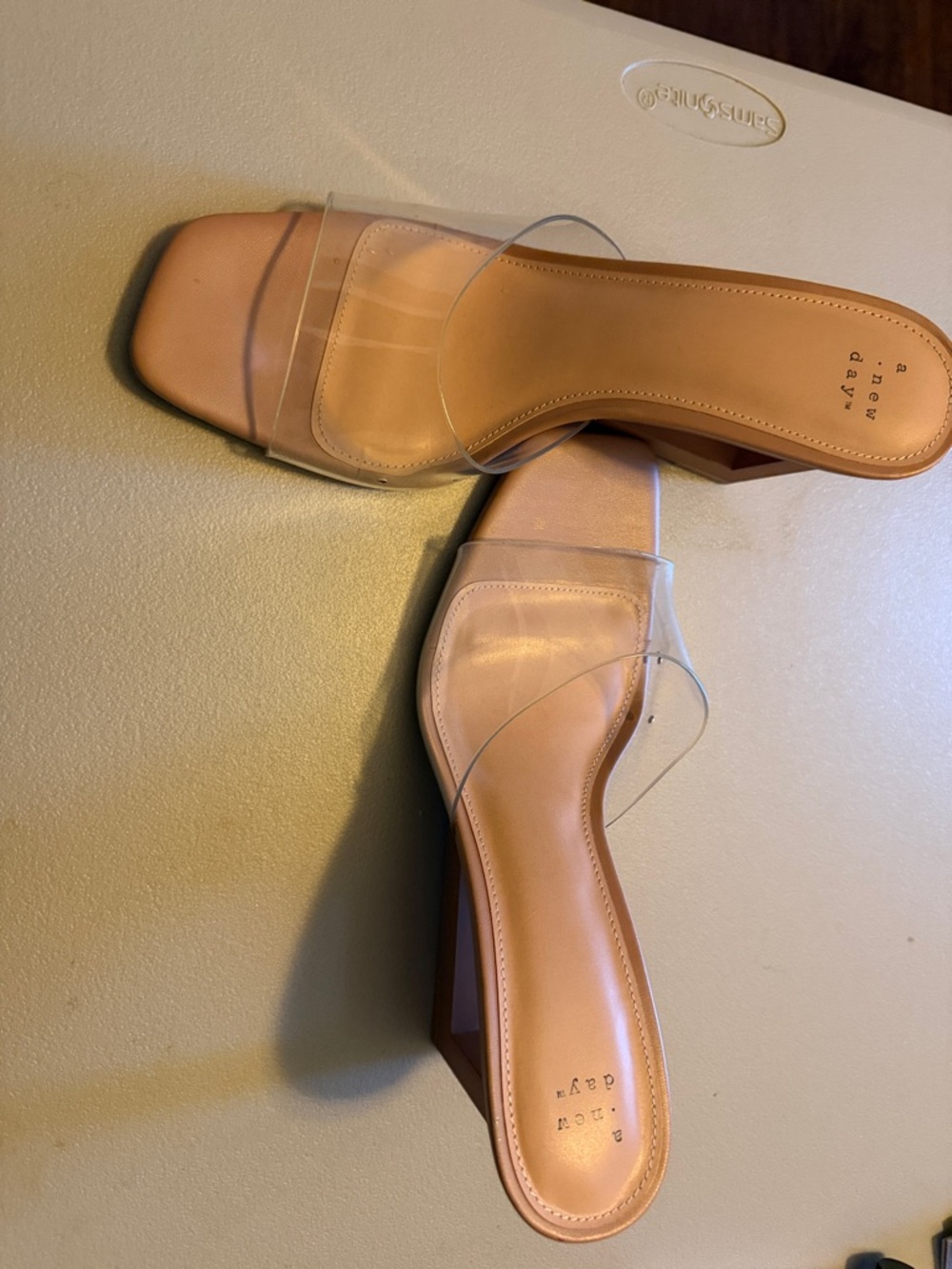 a new day Tan Slip-On Mules with Clear Strap - Picture 1 of 6